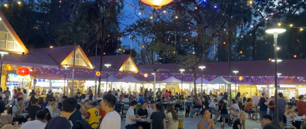 Bustling Singapore neighbourhood