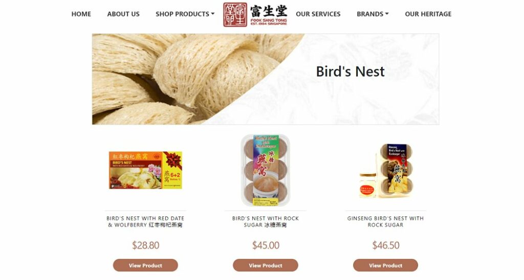 FOOK SANG TONG TRADING PTE LTD manufacturer and distributor of Bird's Nest