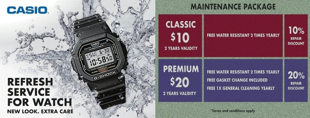 Casio Watch Service Maintenance Packages in Singapore